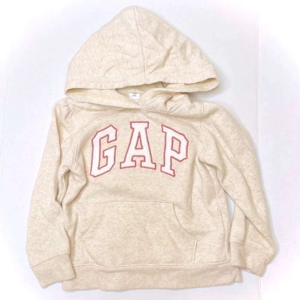 Gap Kids Logo Hoodie In Oatmeal And Rosey Pink - Picture 1 of 8